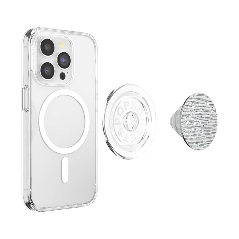 PopSockets Phone Grip for MagSafe, Magnetic Holder, Phone Stand, Silver - FATA Morgana Chrome - Image 5
