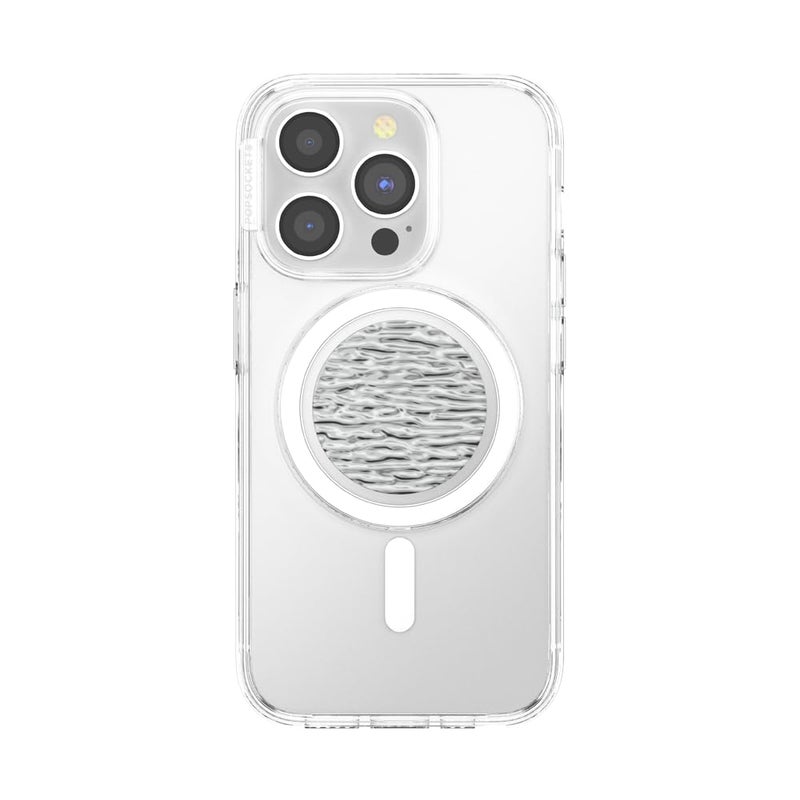 PopSockets Phone Grip for MagSafe, Magnetic Holder, Phone Stand, Silver - FATA Morgana Chrome - Image 4