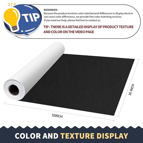 ONine Leather Repair PatchSelfAdhesive Couch PatchMulticolor Available Scratch Leather 1632 Inch Peel and Stick for SofasCar Seats Backpack JacketsInk Black - Image 3