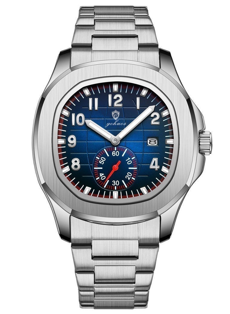 جوهوس ساعات رجالية من ماركات رائدة - ساعات يد كلاسيكية فاخرة من الفولاذ المقاوم للصدأ، تعمل بالكوارتز، مقاومة للماء، مزودة بتقويم - 42 مم - هدية للأب أو الحبيب - Image 4