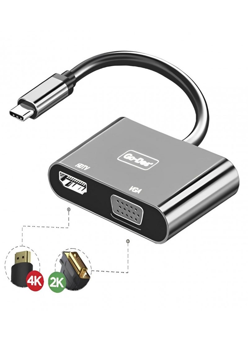 Go-Des 2-in-1 USB-C to HDTV + VGA Converter GD-8280 - Image 1