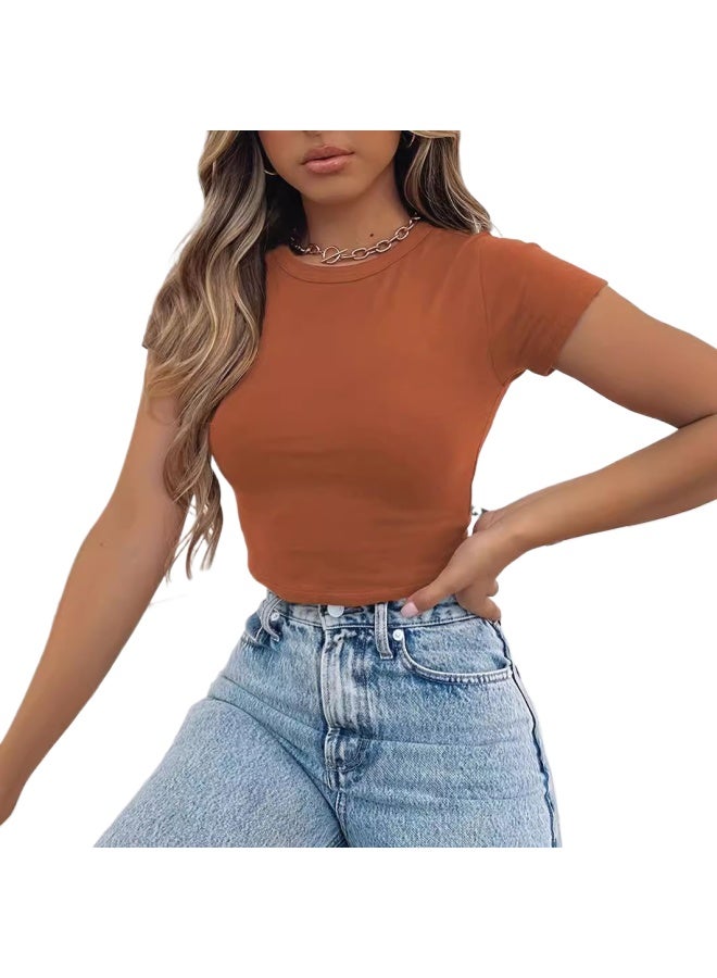 Summer Fashion Solid Color Short Cropped Casual Top - Image 3