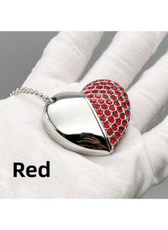 Generic Crystal USB Flash Disk Brick-inlaid Heart-shaped USB Flash Disk 32G Creative Jewelry 64G Brick Gift USB Flash Disk High Speed 3.0logo-Color:Red-Capacity:32GB  - Image 1
