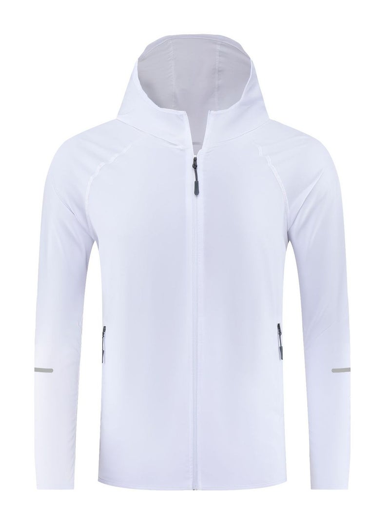 Generic Couples Hooded UV-Proof Sports Jacket White