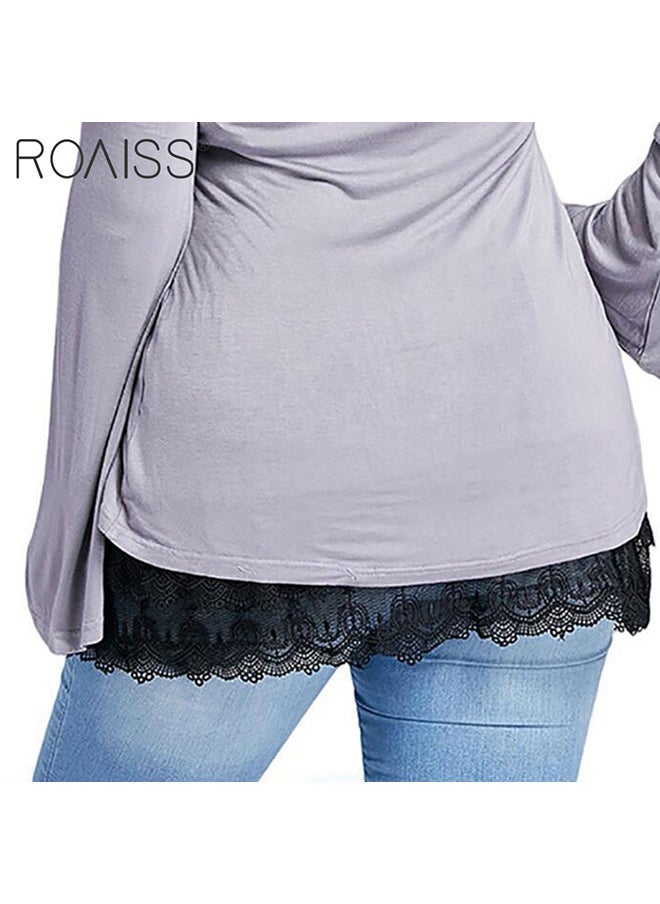 roaiss - 2 Piece Versatile Fake Hem Lace Skirt Elastic Waist Panel Hem Can Match With A Variety Of False Hem - Image 1