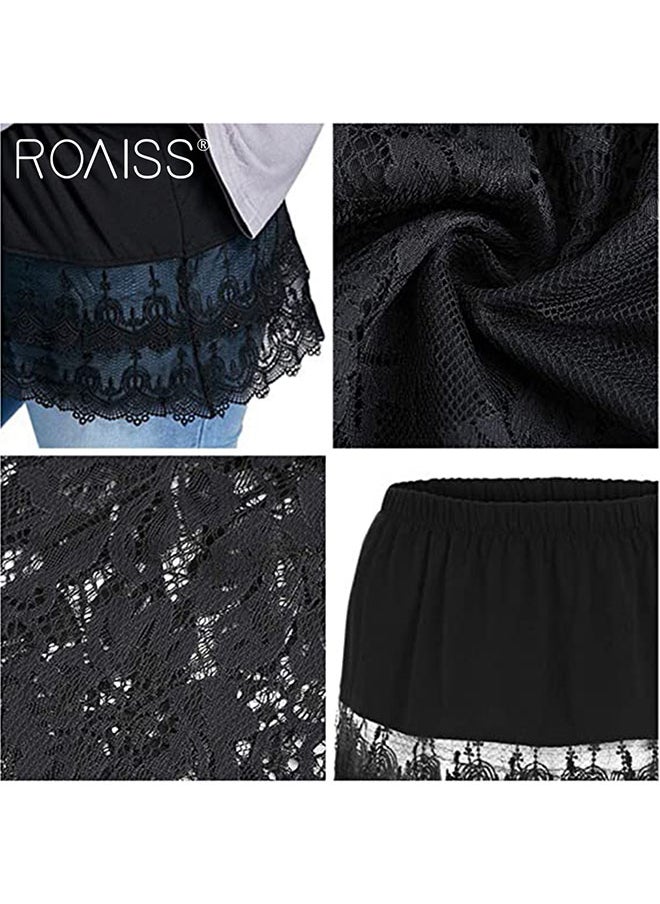 roaiss - 2 Piece Versatile Fake Hem Lace Skirt Elastic Waist Panel Hem Can Match With A Variety Of False Hem - Image 1