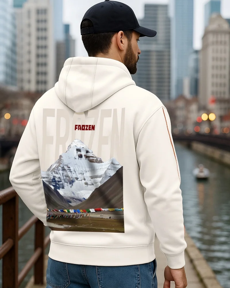 بيواكوف هودي رجالي واسع بطبعة جاردينيا مجمدة