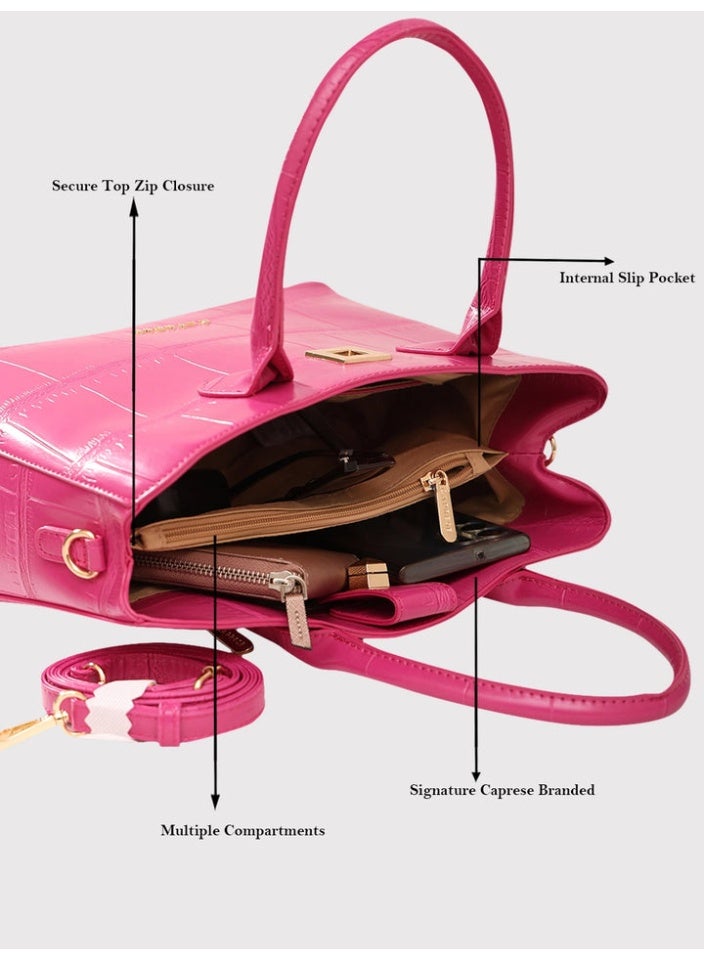 CAPRESE MINK SATCHEL SMALL FUCHSIA - Image 4