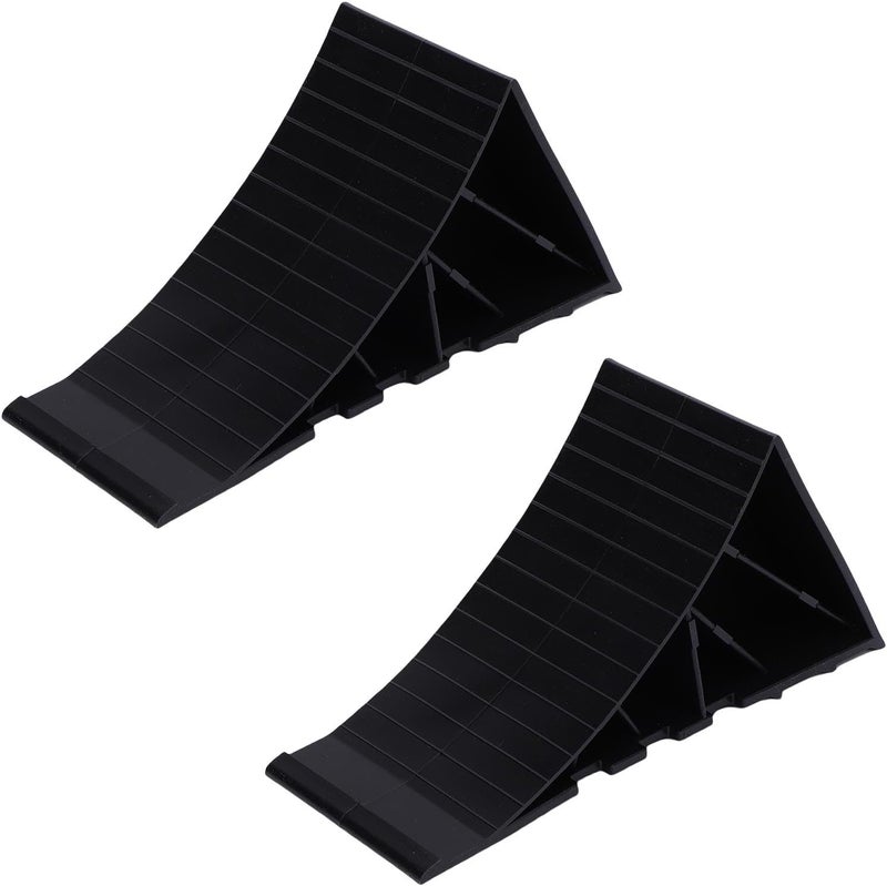 Multi-purpose Dioche RV Wheel Chock, 2PCS Heavy Duty Black Wheel Chock PE with Antislip Design for Car, RV, Truck, Trailer, ATV - High Stability Tire Blocks Fixed delivery schedule - Image 2
