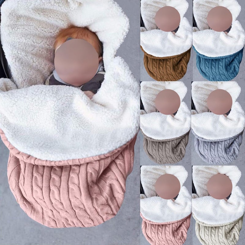 Khazna Newborn Swaddle Blanket-Wrapped, Baby Plus Velvet Sleeping Bag, Thick Knitted Warm Sleeping Bag, Stroller Sleeping Bag for Newborn Boys and Girls - Image 5