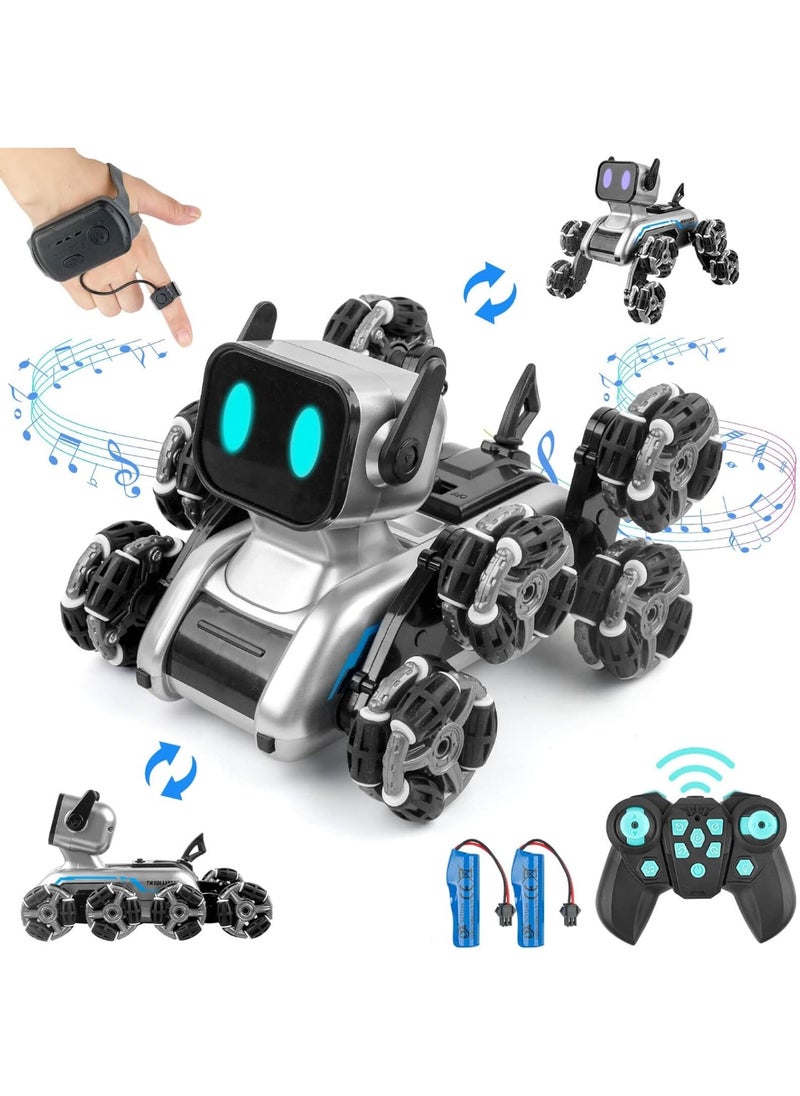 Jorunb Robot Dog, 2.4Ghz Remote Control Dog Stunt RC Cars with Music & Light, 2 Models RC Robot Toys with 2 Rechargeable Batteries, Birthday Gifts for Kids 6 7 8 9 10 11 12 Years Old  - Image 1
