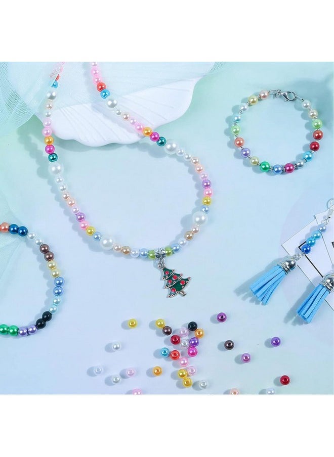 Tdas 750+ pcs 8 mm Beads for Jewellery Making kit Pearl moti DIY Craft Crystal Charms Materials Set Bracelet Earring Pearls with one Elastic roll - 12 Colours (8 MM Multicolors)