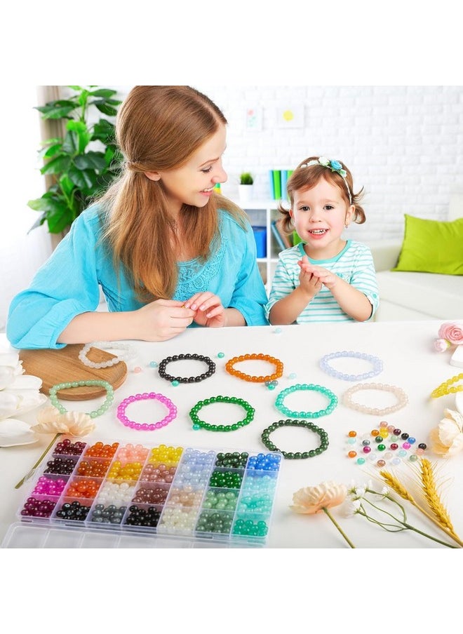 Tdas 750+ pcs 8 mm Beads for Jewellery Making kit Pearl moti DIY Craft Crystal Charms Materials Set Bracelet Earring Pearls with one Elastic roll - 12 Colours (8 MM Multicolors)