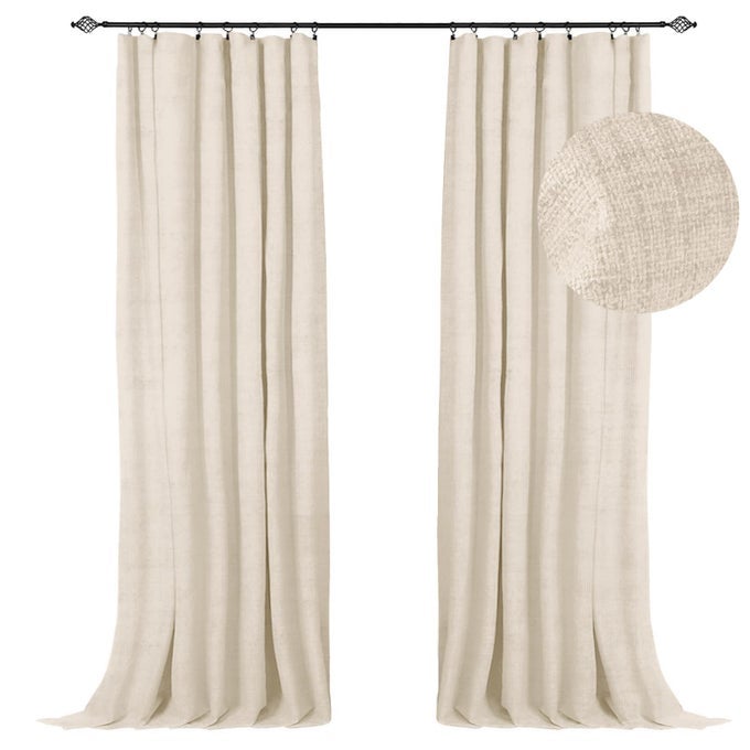 100 Blackout Shield Full Blackout Curtains for Bedroom 84 inch Length 2 Panels Set Clip RingsRod Pocket Faux Linen Black Out Curtains for Living Room Thermal Insulated 50Wx84L Butter Cream