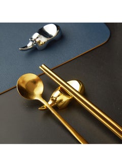 Y&D Animal Chopsticks Holder Dual-purpose Japanese Knife, Fork And Spoon Holder Chopsticks Holder Metal Spoon Storage Hotel Chopsticks Pillow Gold-Gold  - Image 2