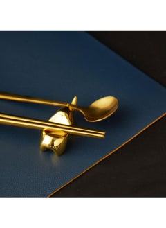 Y&D Animal Chopsticks Holder Dual-purpose Japanese Knife, Fork And Spoon Holder Chopsticks Holder Metal Spoon Storage Hotel Chopsticks Pillow Gold-Gold  - Image 1