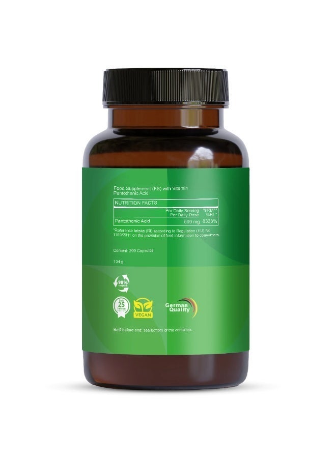 Vitabay Pantothenic Acid (Vitamin B5) Gastro-Resistant – 500 mg, 200 Capsules - Image 4