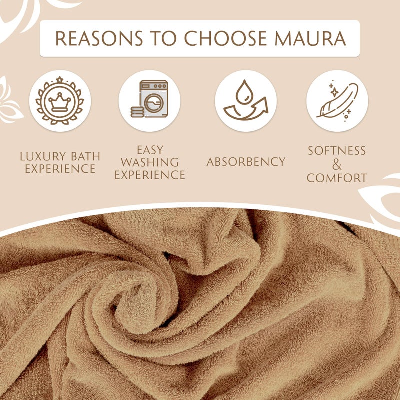 MAURA Biege Bath Towel Set of 8 for Bathroom. Turkish Cotton Luxury Bath Towels. Extra Large, Thick, Plush & Soft. Hotel & Spa Quality - Brown - Image 5