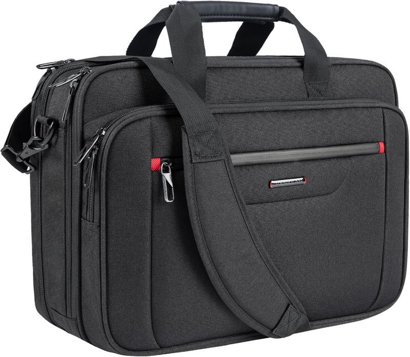 VANKEAN Laptop Bag 17.3 Inch Waterproof Briefcase for Men/Women Laptop Bag Partable Messenger Bag Expandable Water Repellent for Travel Business School Black - Image 1