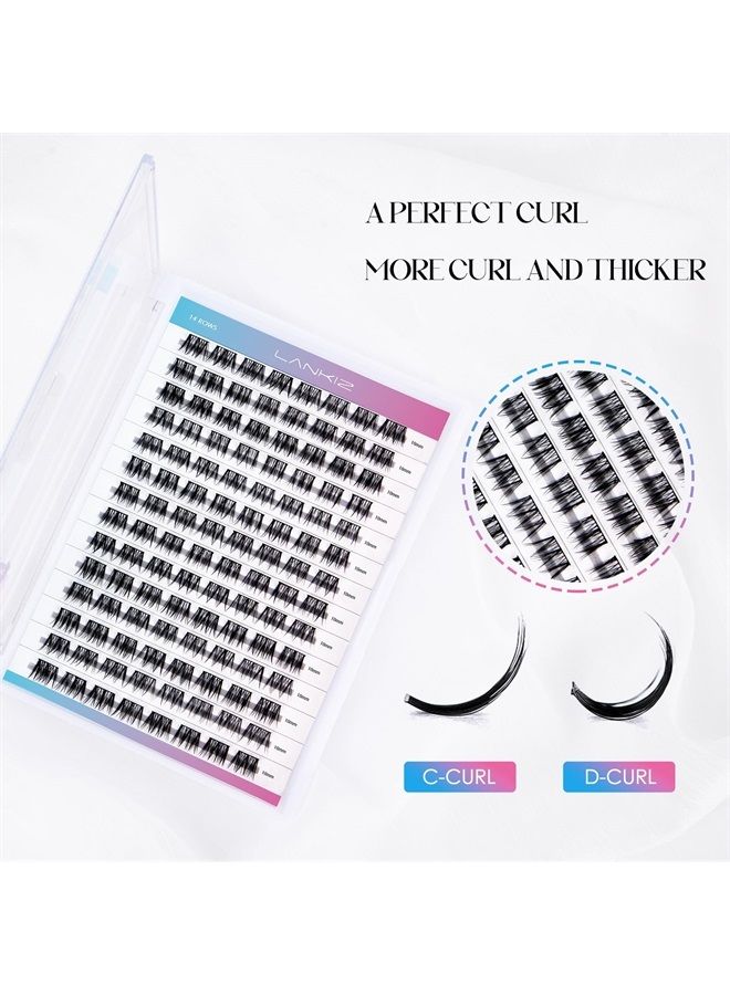 LANKIZ DIY Eyelash Extensions,Individual Lash Extensions Clusters,112 Clusters, Soft and Lightweight 16mm Only Resuale Wide Band Cluster Lashes for Home use (Hybird D curl) - Image 2