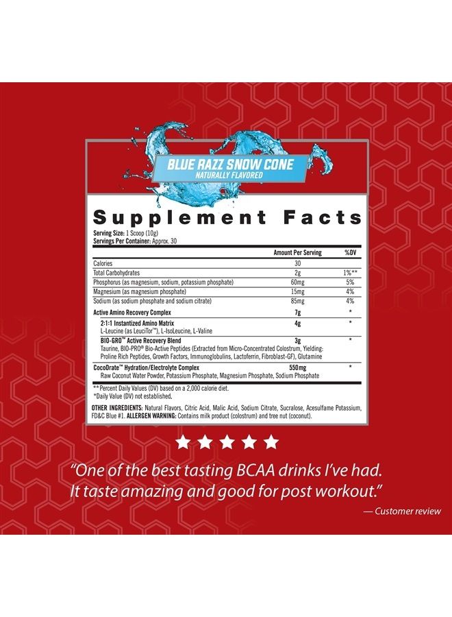 iSatori Amino-GRO BCAA Powder - Branched Chain Amino Acid Formula with Glutamine and Bio-GRO Bio-Active Peptides - Essential Amino Energy for Women and Men - Blue Razz Snow Cone (30 Servings) - Image 2