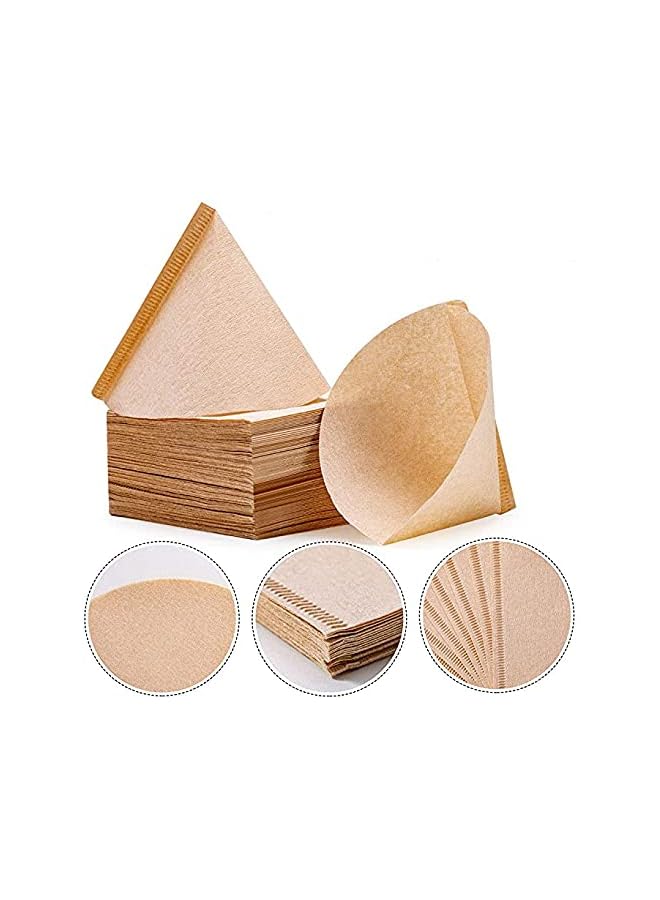 SHOWAY 100Pieces Coffee Filter Paper Disposable V60 Cone Brown Paper Barista Tools Home Coffee Maker Coffee Filters For Pour Over Coffee 1 4Cups - Image 1