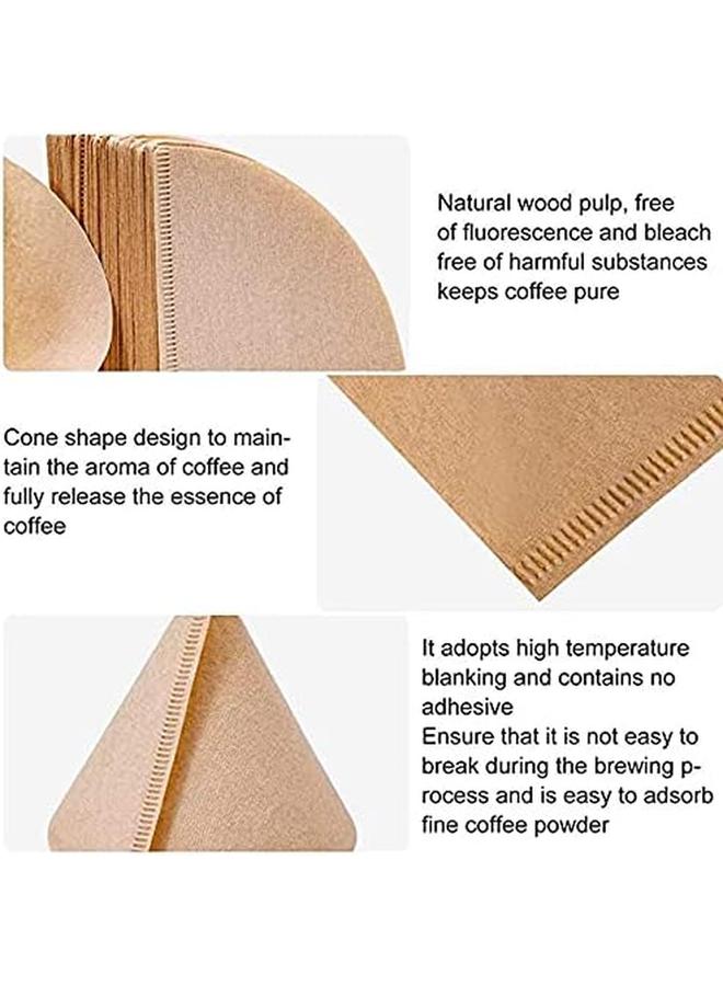 SHOWAY 100Pieces Coffee Filter Paper Disposable V60 Cone Brown Paper Barista Tools Home Coffee Maker Coffee Filters For Pour Over Coffee 1 4Cups - Image 3