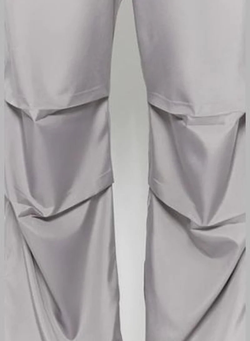 trendyol Gray Woven Parachute High Waist Trousers with Belt TWOSS23PL00317