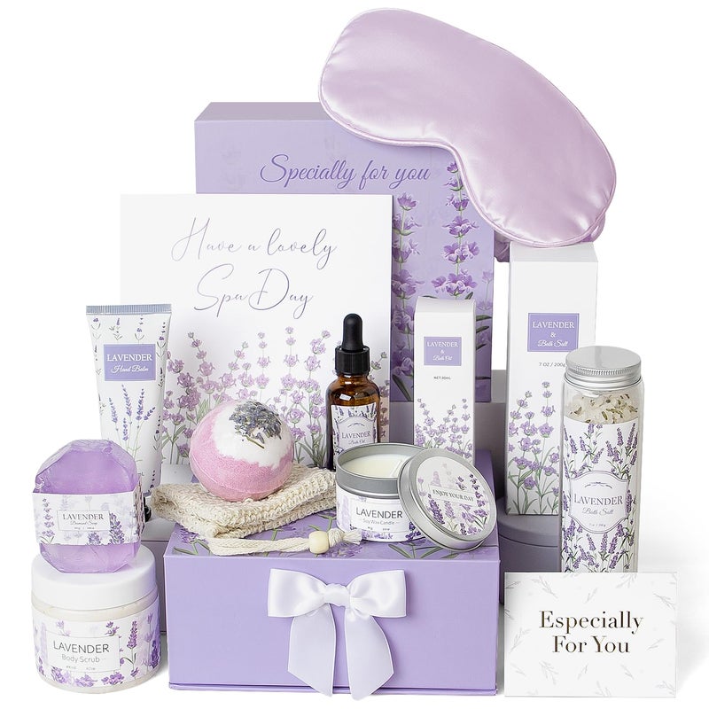 Frerdui Lavender Spa Gifts Set, 11 Pcs Bath Gift Set for Women, Relaxing Spa Gifts, Home Spa Products, Birthday Gifts for Women Valentine's Day - Image 1