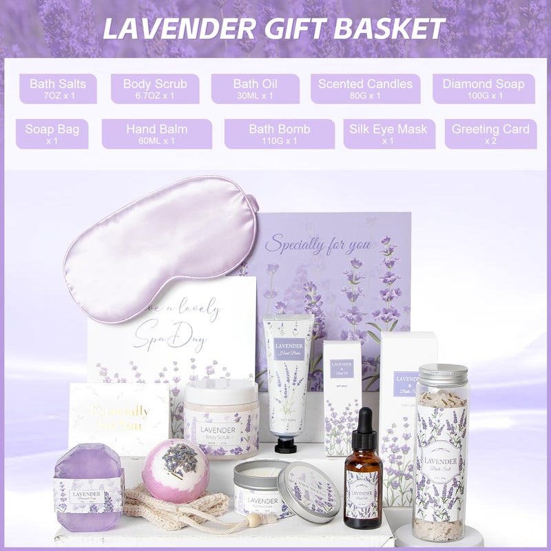 Frerdui Lavender Spa Gifts Set, 11 Pcs Bath Gift Set for Women, Relaxing Spa Gifts, Home Spa Products, Birthday Gifts for Women Valentine's Day - Image 2