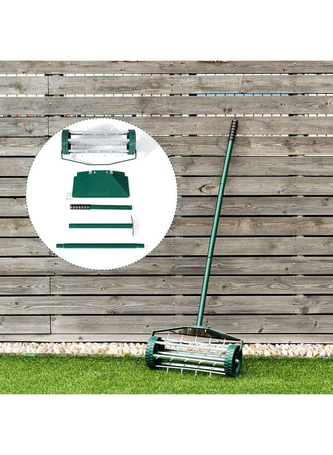 Rolling Lawn Aerator, 18-Inch Garden Yard Rotary Push Tine Heavy Duty Spike Soil Aeration, Manual Lawn Aeration Tool 41-Inch Handle - Image 4