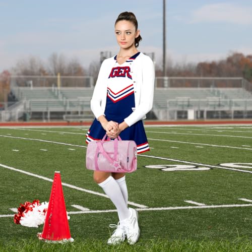 NGIL Super Star Duffle Bag Mini Dance Bag Mini Travel Bag for Sports Gymnastics and Ballet with Adjustable Strap Zippers Pockets GlitterPink Small - Image 3