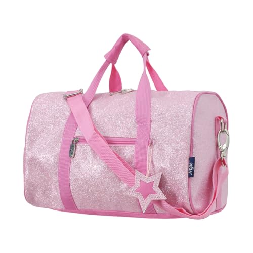 NGIL Super Star Duffle Bag Mini Dance Bag Mini Travel Bag for Sports Gymnastics and Ballet with Adjustable Strap Zippers Pockets GlitterPink Small - Image 1