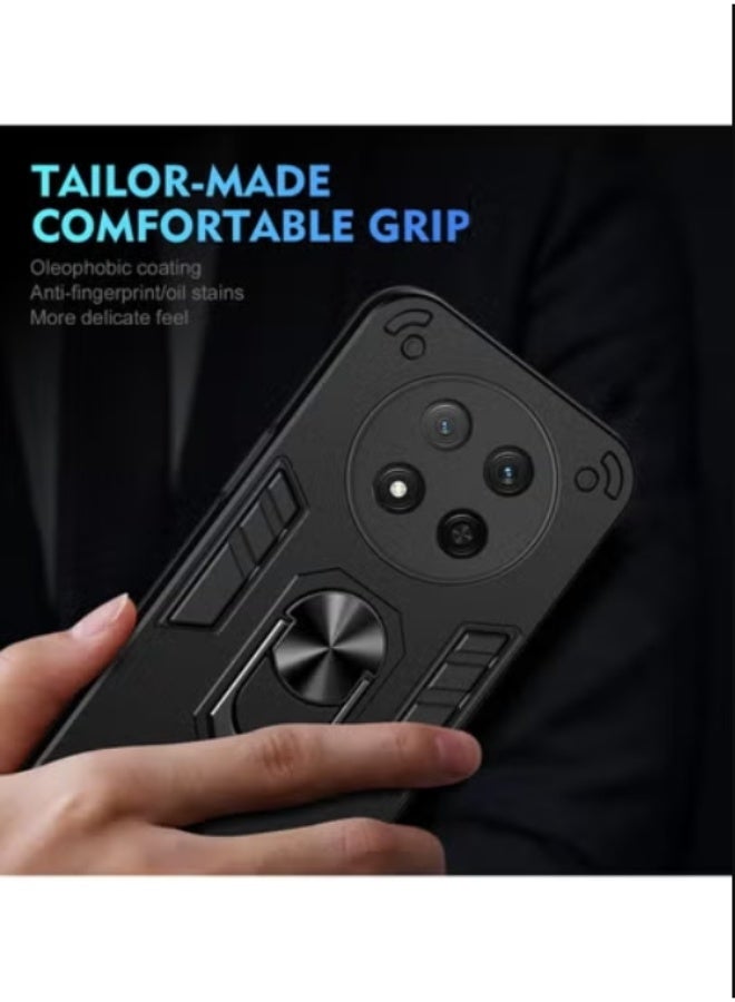 Honor X9c 5G Case Cover with  Kickstand ,Kickstand Shell Back Cover Scratch-Resistant Shock-Absorbing Protector Accessories, Kickstand Stand Magnetic Car Ring Holder Protection (Black) - Image 2