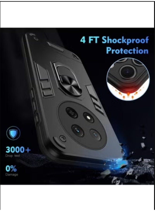 Honor X9c 5G Case Cover with  Kickstand ,Kickstand Shell Back Cover Scratch-Resistant Shock-Absorbing Protector Accessories, Kickstand Stand Magnetic Car Ring Holder Protection (Black) - Image 4