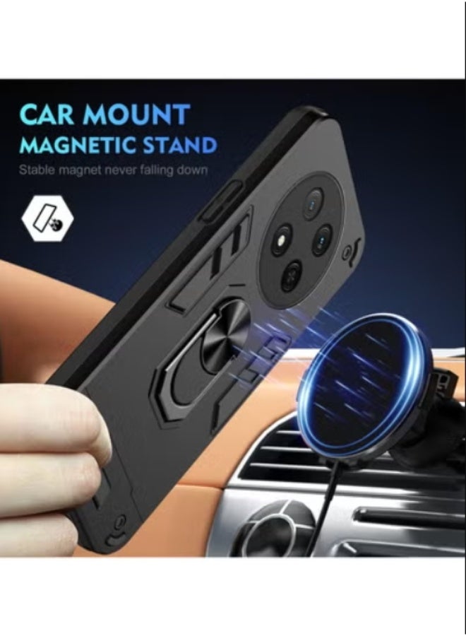 Honor X9c 5G Case Cover with  Kickstand ,Kickstand Shell Back Cover Scratch-Resistant Shock-Absorbing Protector Accessories, Kickstand Stand Magnetic Car Ring Holder Protection (Black) - Image 3