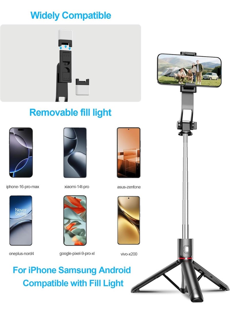 62'' Selfie Stick Tripod, Cell Phone Tripod with Integrated Wireless Remote, Portable Selfie Stick for iPhone Video Recording, Lightweight Extendable Phone Stand for iPhone Android - Image 4