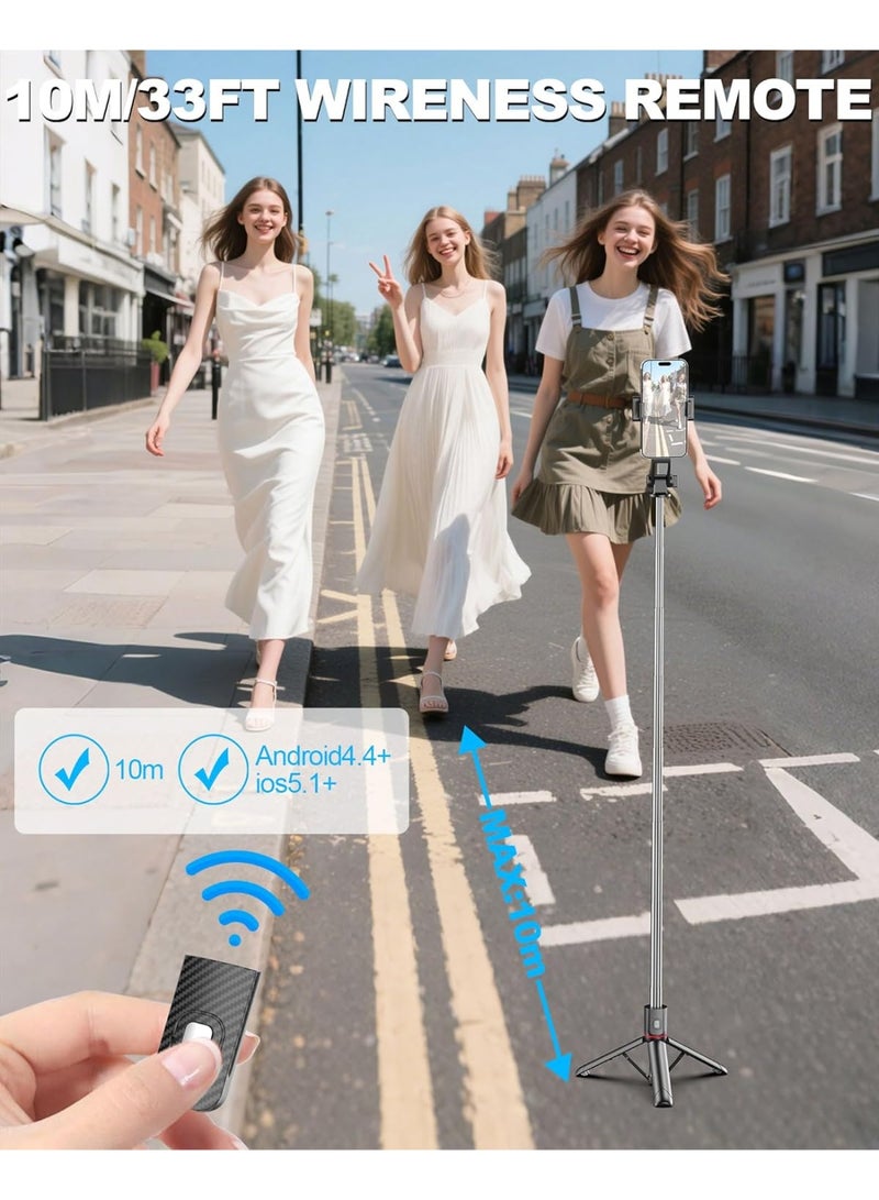 62'' Selfie Stick Tripod, Cell Phone Tripod with Integrated Wireless Remote, Portable Selfie Stick for iPhone Video Recording, Lightweight Extendable Phone Stand for iPhone Android - Image 5