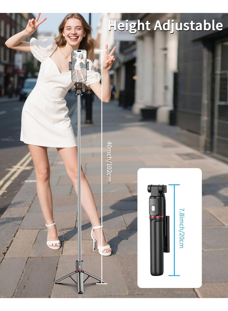 62'' Selfie Stick Tripod, Cell Phone Tripod with Integrated Wireless Remote, Portable Selfie Stick for iPhone Video Recording, Lightweight Extendable Phone Stand for iPhone Android - Image 3