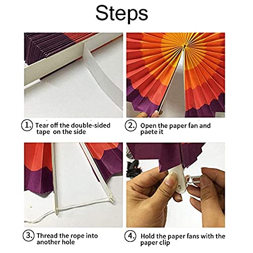 3A Featuretail Decorative Paper Fan Set for Birthday/Anniversary/Baby Shower/Backdrop Decoration and Paper Fan Craft (Set of 12pc, Multicolort) - Image 3