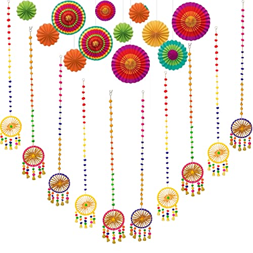 3A Featuretail Decorative Paper Fan Set for Birthday/Anniversary/Baby Shower/Backdrop Decoration and Paper Fan Craft (Set of 12pc, Multicolort) - Image 4