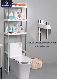 Toshionics 3-Tier Over the Toilet Storage Rack 10kg Capacity Space Saver Layer Shelves with Draining Holes Rustproof Stainless Steel Adjustable Bathroom Stand Organizer Easy to Assemble, White  - Image 3
