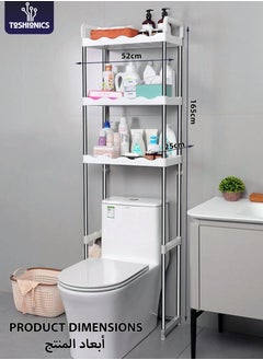 Toshionics 3-Tier Over the Toilet Storage Rack 10kg Capacity Space Saver Layer Shelves with Draining Holes Rustproof Stainless Steel Adjustable Bathroom Stand Organizer Easy to Assemble, White  - Image 4