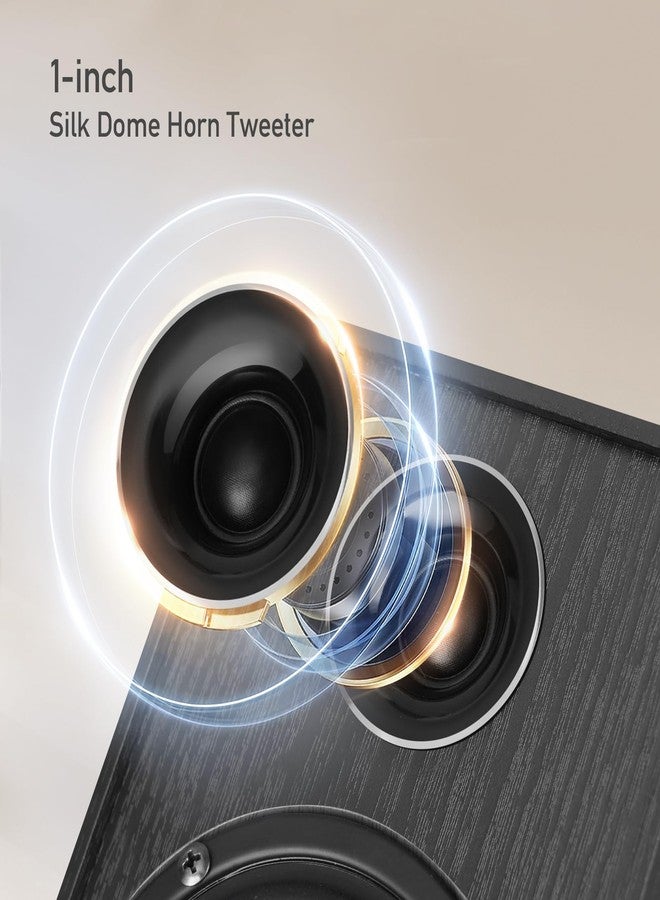 Elimavi Powered Bluetooth Bookshelf Speakers, Record Player Speakers with 4" Carbon Fiber Woofer and a 1" Silk Dome Tweeter - BT5.3, USB-C, RCA Inputs for TV, PC, Studio Monitor, Black - Image 4