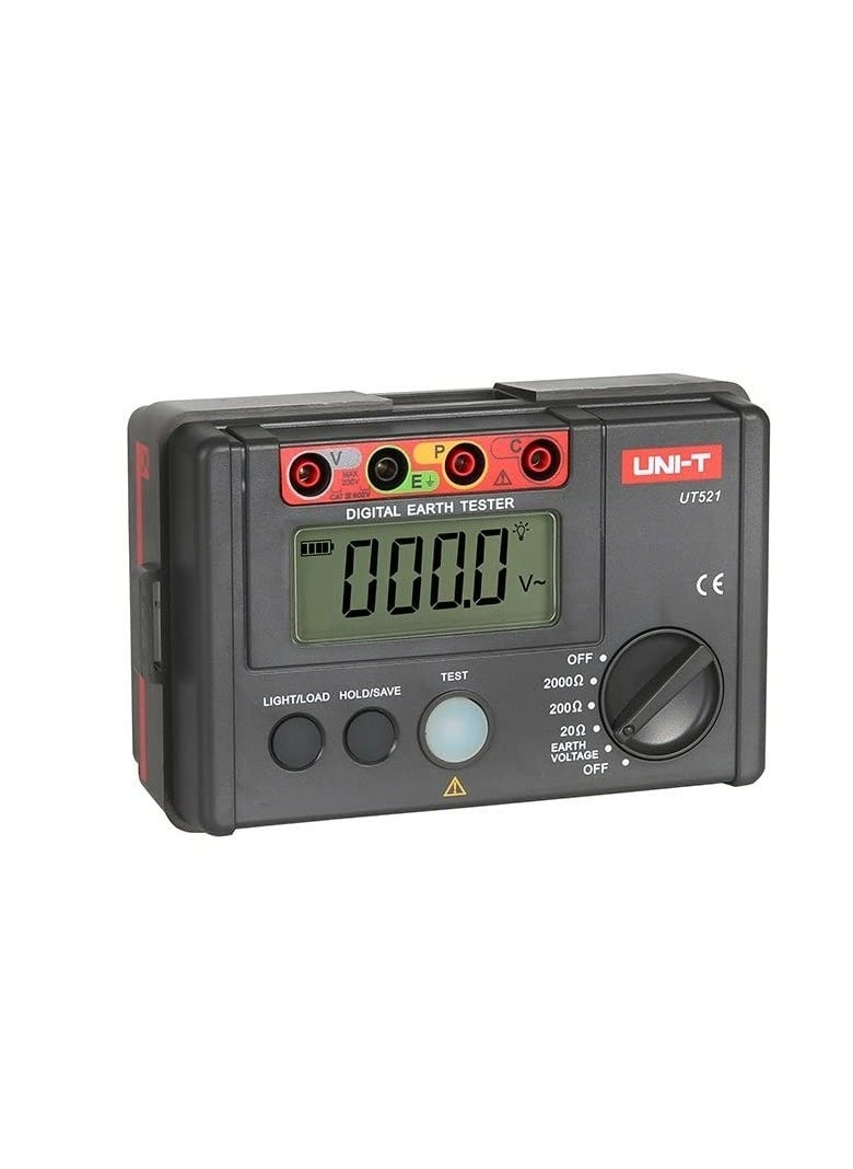 UNI-T UT521 Digital Earth Ground Tester, Accurate Ground Resistance Meter with LCD Display for Electrical Systems and Grounding Tests