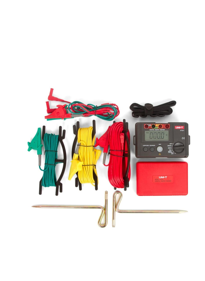 UNI-T UT521 Digital Earth Ground Tester, Accurate Ground Resistance Meter with LCD Display for Electrical Systems and Grounding Tests