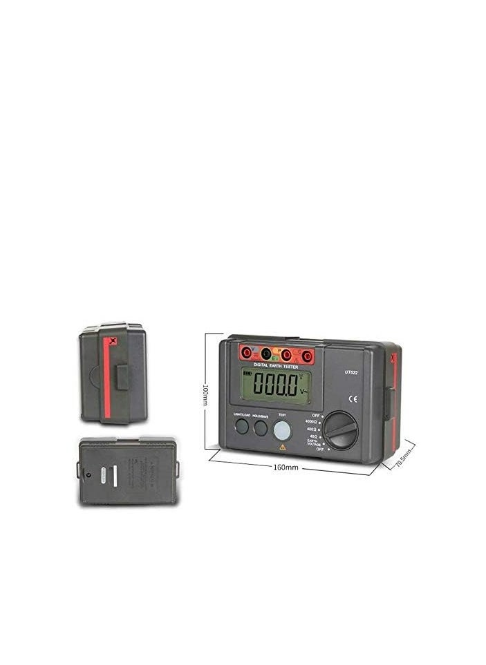 UNI-T UT521 Digital Earth Ground Tester, Accurate Ground Resistance Meter with LCD Display for Electrical Systems and Grounding Tests
