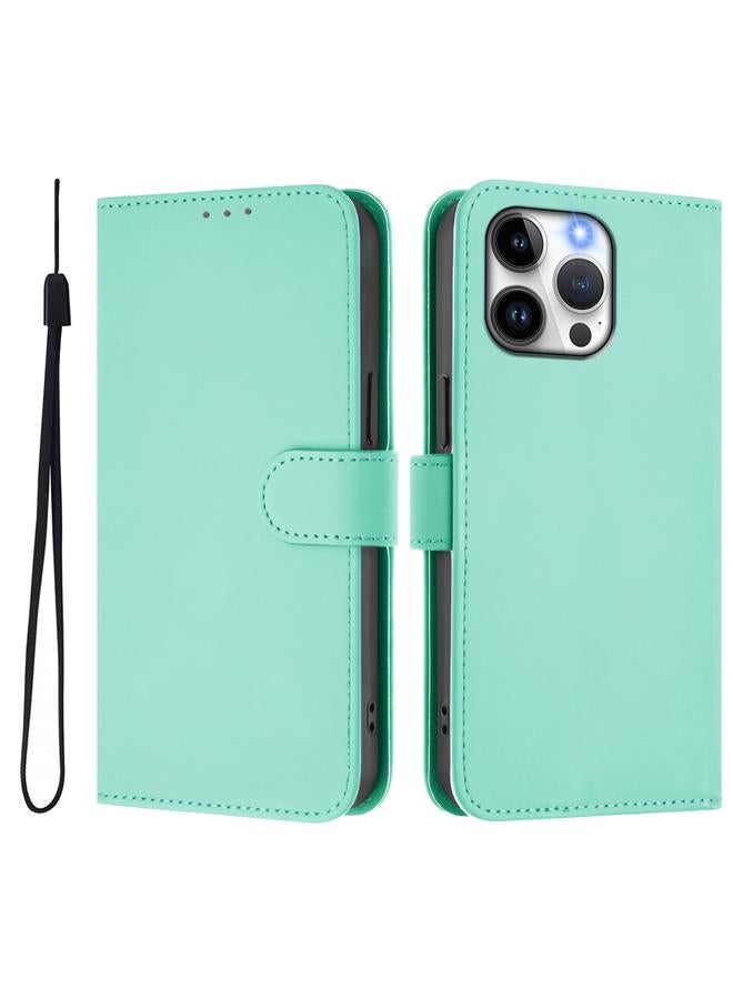 اس-توب جراب لهاتف iPhone 15 Pro Max مصنوع من الجلد بلون سادة مع حبل - Image 2