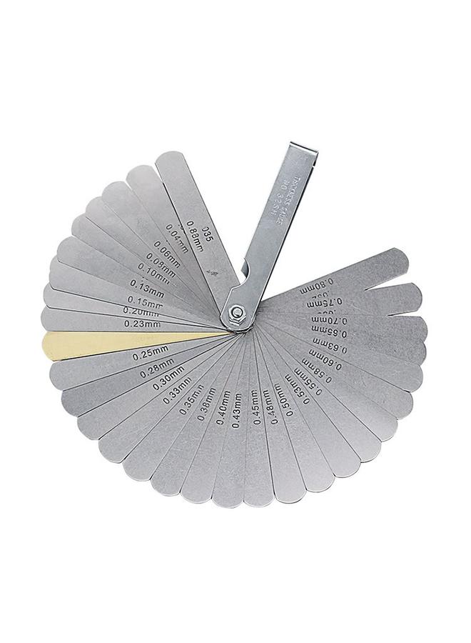 Generic 32 Blades Steel Feeler Gauge Dual Marked Metric and Imperial Measuring Tool . 0015-. 035 Copper sheet  - Image 1