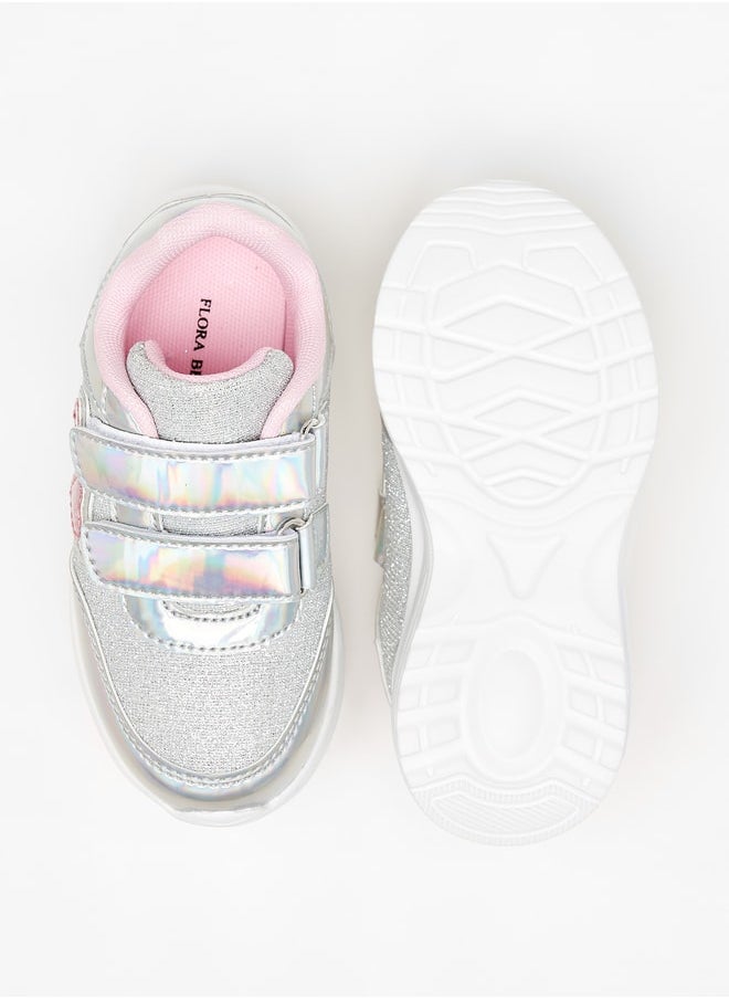 Flora Bella By Shoexpress - Girl's Panelled Casual Sneakers Shoes With Hook And Loop Closure Ramadan Collection - Image 1